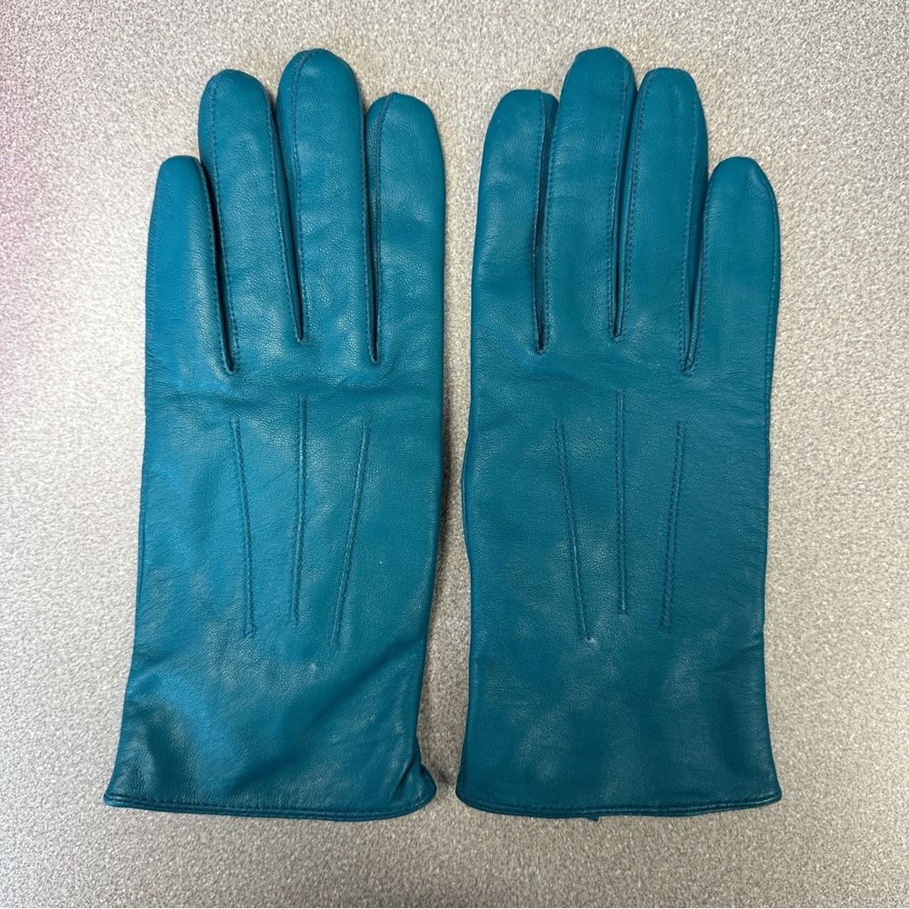 Teal Leather Gloves